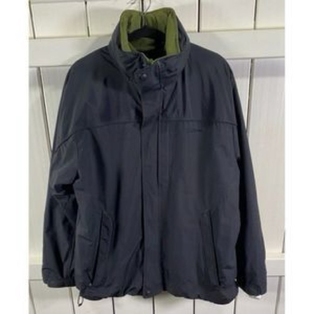 LL Bean‎ Jacket Mens Large Tall Black Hooded Removable Fleece Liner 3-in-1 Nylon